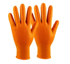 Batex Engangshanske Oransje Nitril 9/Large, 100stk, Diamantmønster