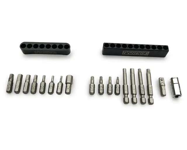 Pedro's Torque Bit Set II 18 bits, Unbrako, Torx og adapter 