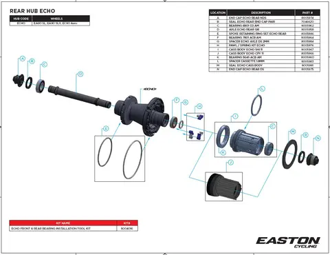 Easton ECHO 2mm Akslingspacer/Foring Foring mellom lager og boss på Echo Nav
