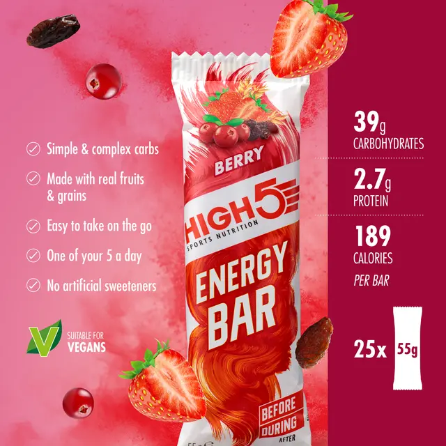 HIGH5 EnergyBar Bær 12pk, 55gr 