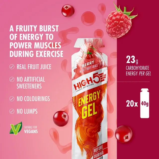 HIGH5 EnergyGel Bær 20pk, 40gr 