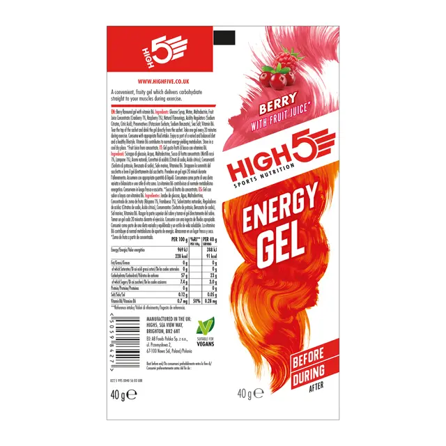 HIGH5 EnergyGel Bær 20pk, 40gr 