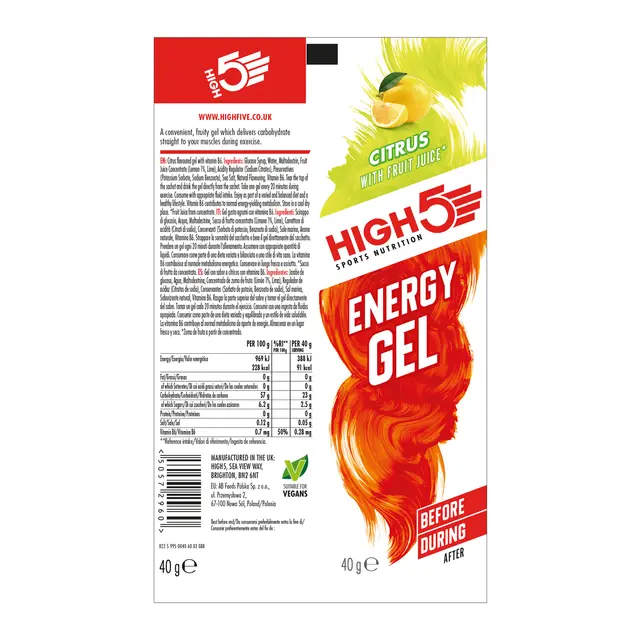 HIGH5 EnergyGel Sitrus 20pk, 40gr 