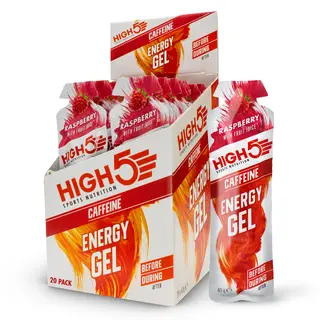 HIGH5 EnergyGel Koffein Bringebær 20pk, 40gr
