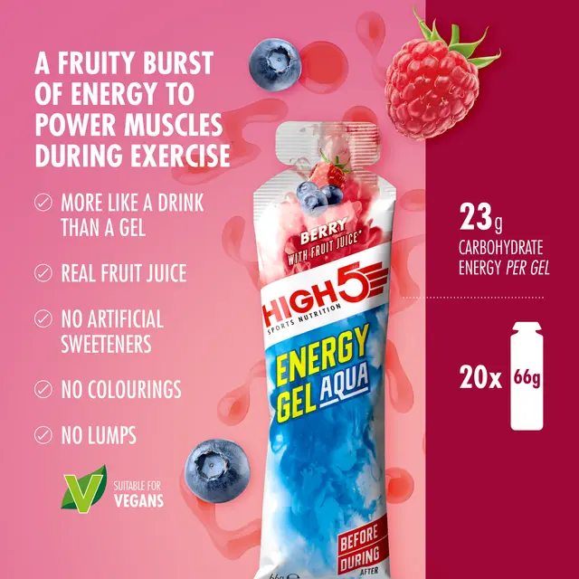 HIGH5 EnergyGel Aqua Bær 20pk, 66gr 