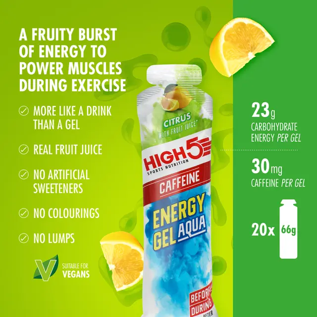 HIGH5 EnergyGel Aqua Koffein Sitrus 20pk, 66gr 