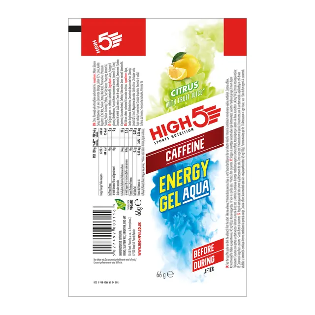 HIGH5 EnergyGel Aqua Koffein Sitrus 20pk, 66gr 