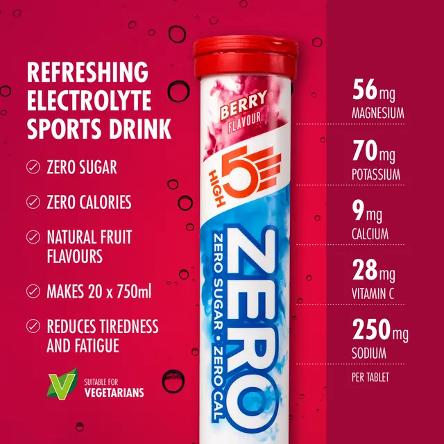 HIGH5 Zero Bær 8pk, 80gr - 20 tabletter 