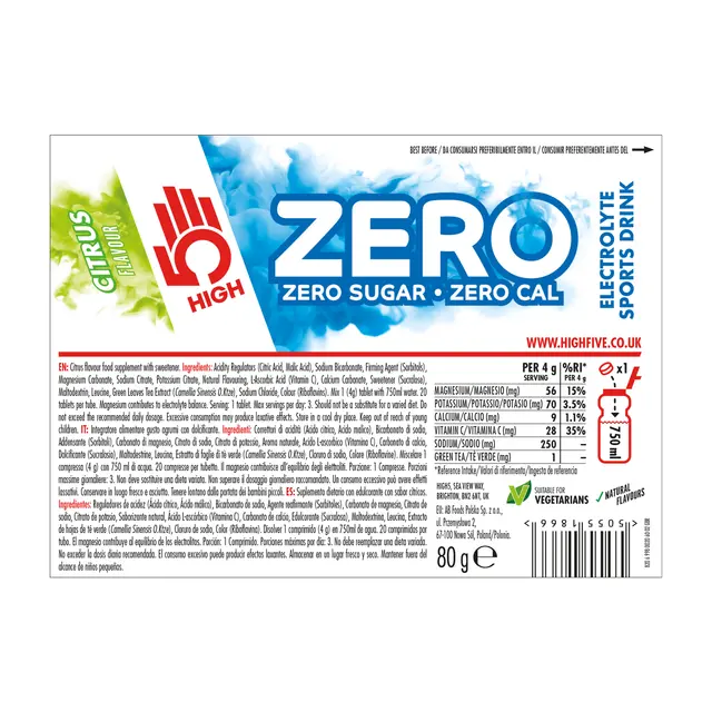 HIGH5 Zero Sitrus 8pk, 80gr - 20 tabletter 