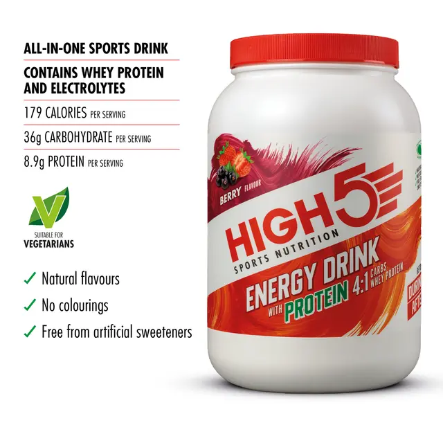 HIGH5 Energy Drink Protein 4:1 Bær 1.6kg, Pulver - med Protein 