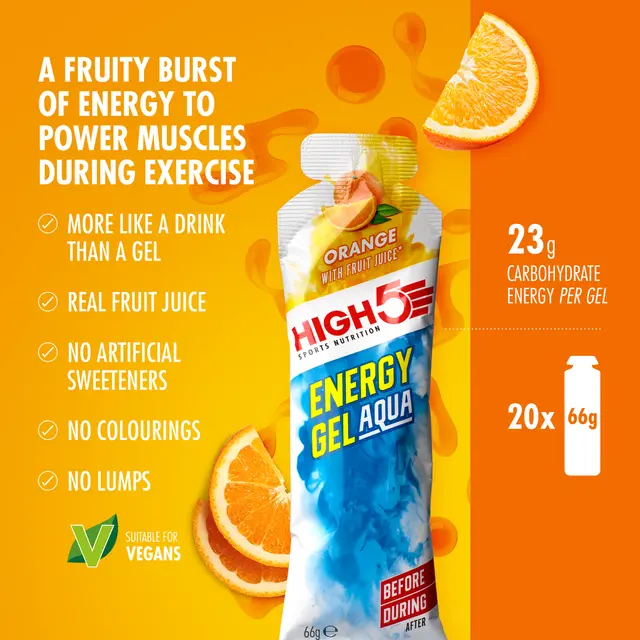 HIGH5 EnergyGel Aqua Appelsin 5pk, 66gr 