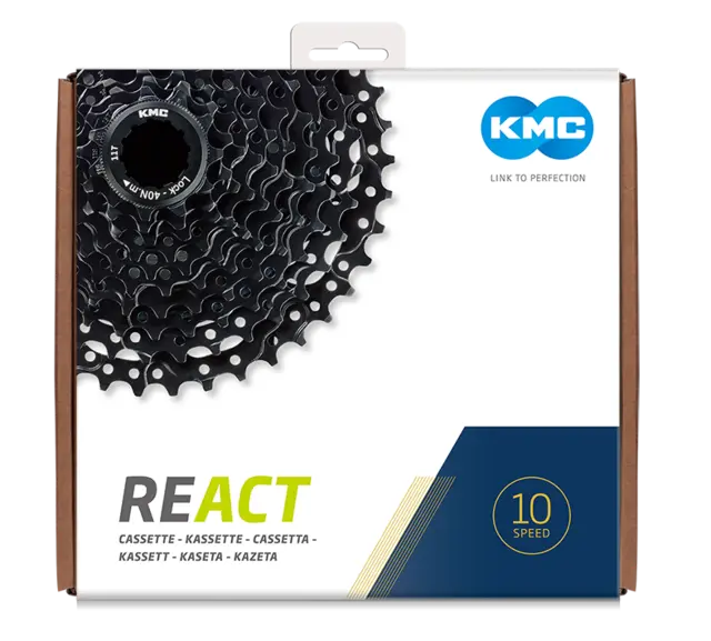 KMC REACT E-bike 10-Delt Kassett 11-36T, sort, Shimano kompatibel, stål 