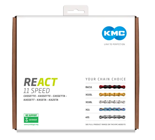 KMC REACT E-bike 11-Delt Kassett 11-50T, sort, Shimano kompatibel, stål 