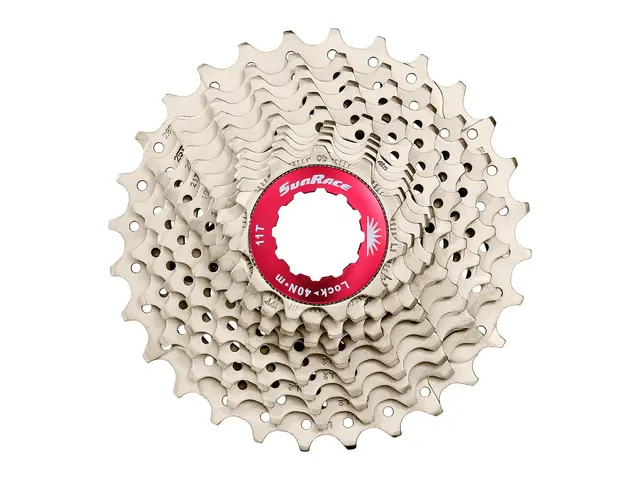 SunRace RX1 11-Delt HG Kassett 11-28T, Champagne/Rød, 278g, Shimano 