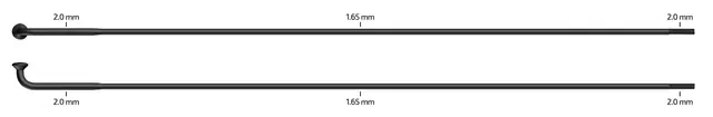 Sapim D-Light Sorte Eiker J-bend, 2.0/1.65/2.0, 100 pk 