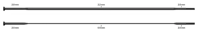 Sapim CX-Ray SP Sorte Eiker Straight Pull, 2.0/ 2.2-0.9 /2.0, 20 pk 