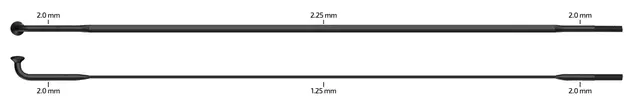 Sapim CX-Sprint Sorte Eiker J-bend, 2.0/ 2.25-1.25 /2.0, 100 pk 