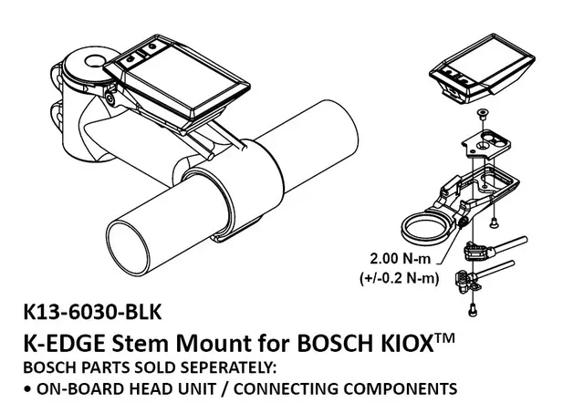 K-Edge Bosch Kiox Computerfeste Sort, Stem E-bike feste 