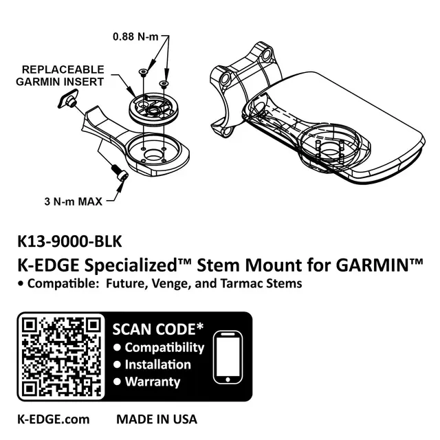 K-Edge Garmin Future Computerfeste Sort, Specialized Future feste 