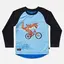 Kids Ride Shotgun MTB Trøye Dino XXS Blå, 2 år, vindtett front, lang arm 