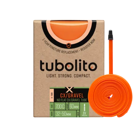 Tubolito X-Tubo Presta Gravel 28" Slange 32/50-622mm,TPU,oransje 60mm ventil,130g