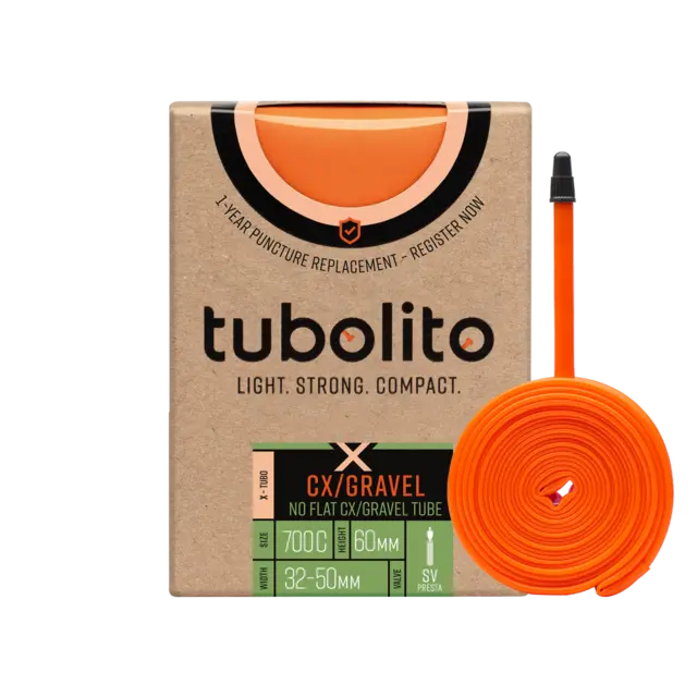 Tubolito X-Tubo Presta Gravel 28" Slange 32/50-622mm,TPU,oransje 60mm ventil,130g 