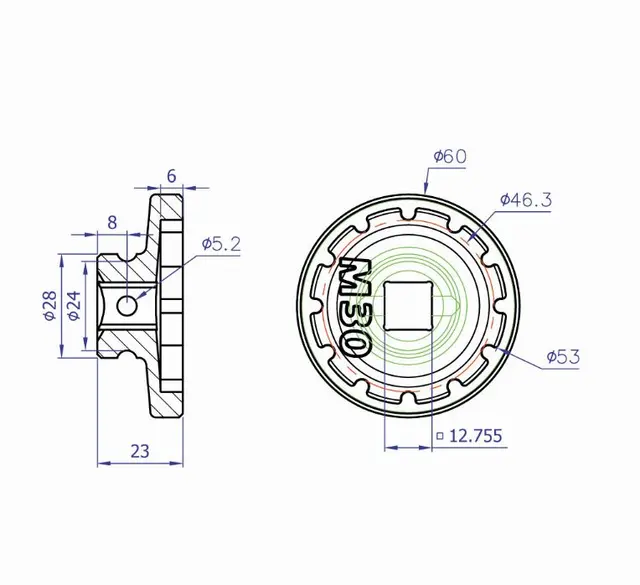 Ice Toolz M030 Kranklageravtager Ø53.0mm x 12, 1/2" pipe, M30 / Praxxis 
