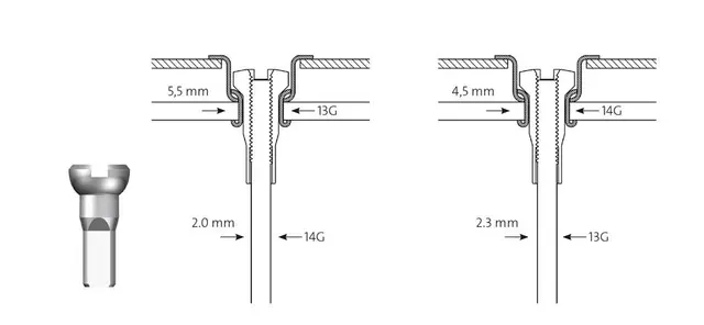 Sapim Reduction Sort Eikenipler Messing, 2.3x14mm, 4.5mm eikehull, 100pk 