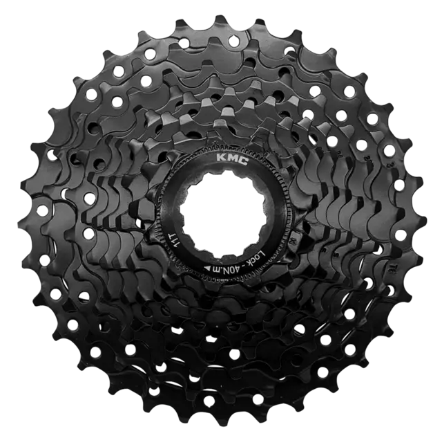 KMC REACT E-bike 9-Delt Kassett 4-pk 11-32T, sort, Shimano kompatibel, stål 