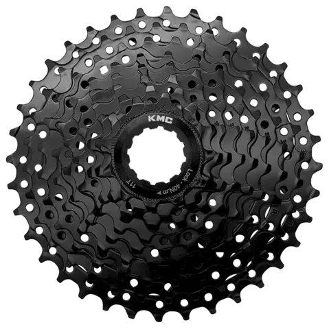 KMC REACT E-bike 9-Delt Kassett 4-pk 11-36T, sort, Shimano kompatibel, stål