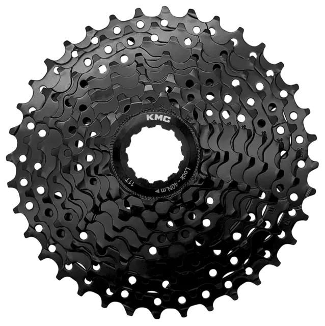 KMC REACT E-bike 9-Delt Kassett 4-pk 11-36T, sort, Shimano kompatibel, stål 